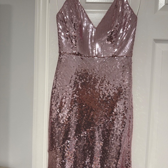 Alex Perry Pink Sequin Satin Crepe Gown - Picture 5 of 10